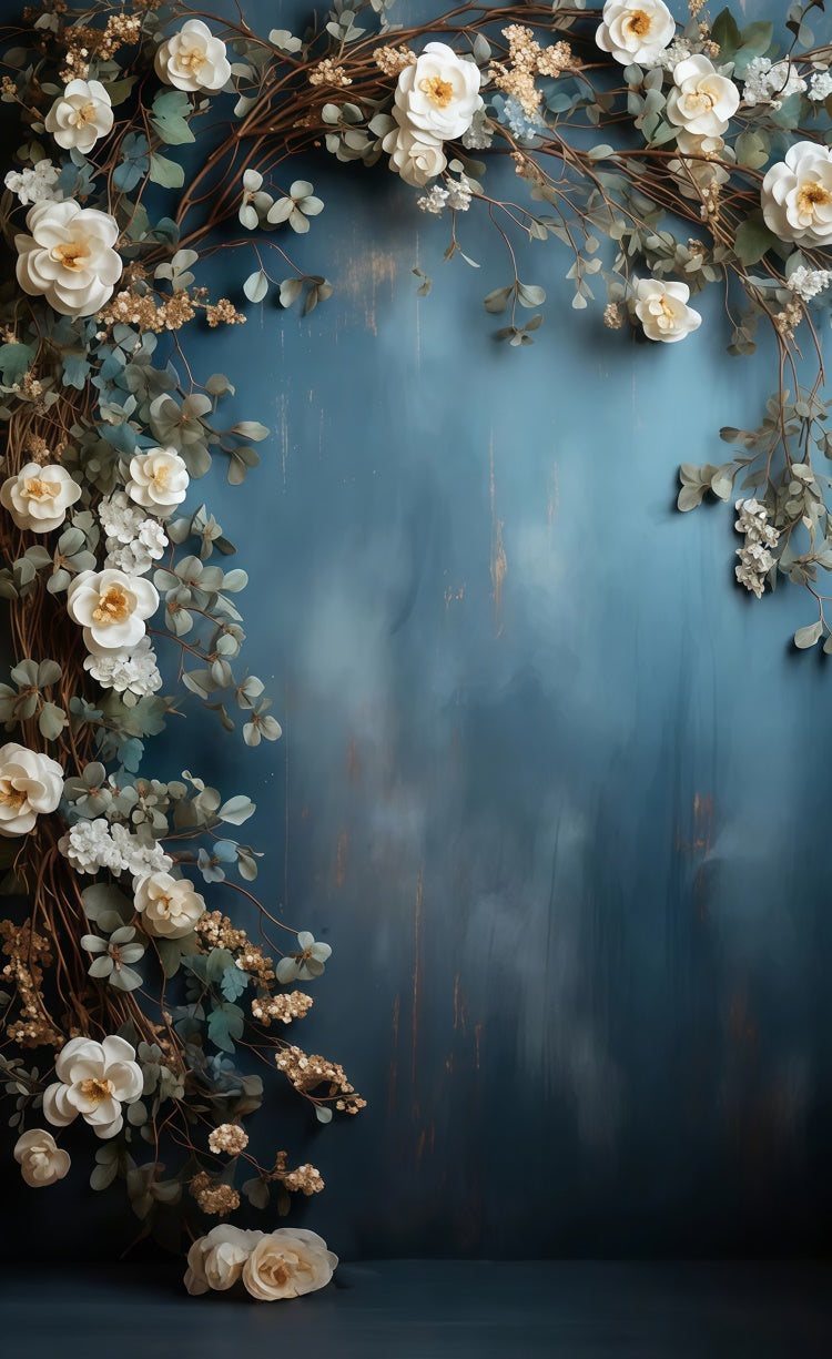 Künstlerische Backdrops Vintage Blue Floral Arch Sweep Backdrop LXX2-265