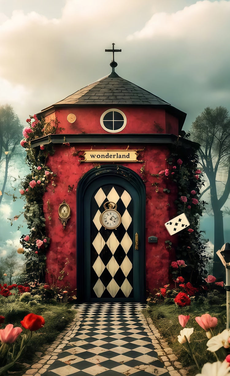 Ostern Backdrops Mystic Cottage Schachbrett Pfad Sweep Backdrop LXX2-274