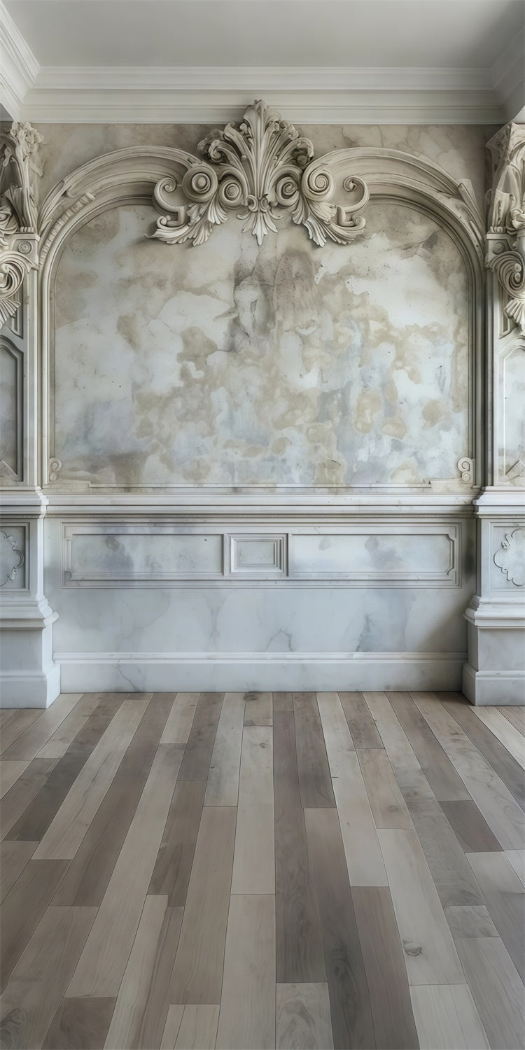 Vintage Wall Backdrop Opulent Carved Marble Wall Sweep Backdrop LXX2-294