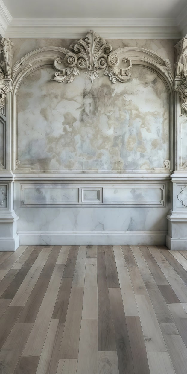 Vintage Wall Backdrop Opulent Carved Marble Wall Sweep Backdrop LXX2-294