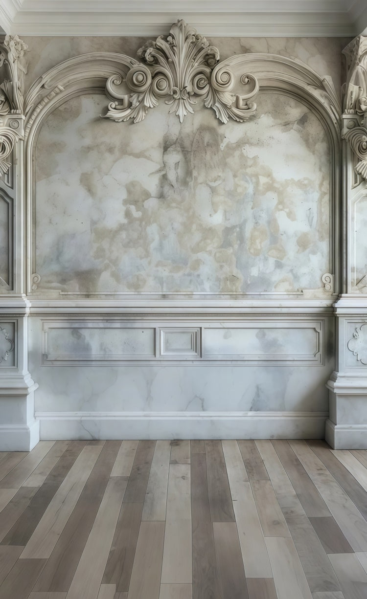 Vintage Wall Backdrop Opulent Carved Marble Wall Sweep Backdrop LXX2-294