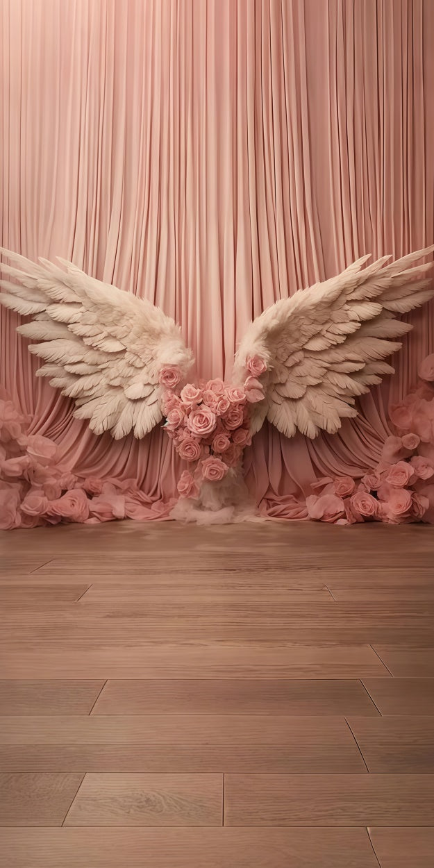 Mothers Day Backdrop Romantische Rosa Engelsflügel Sweep Backdrop LXX2-296