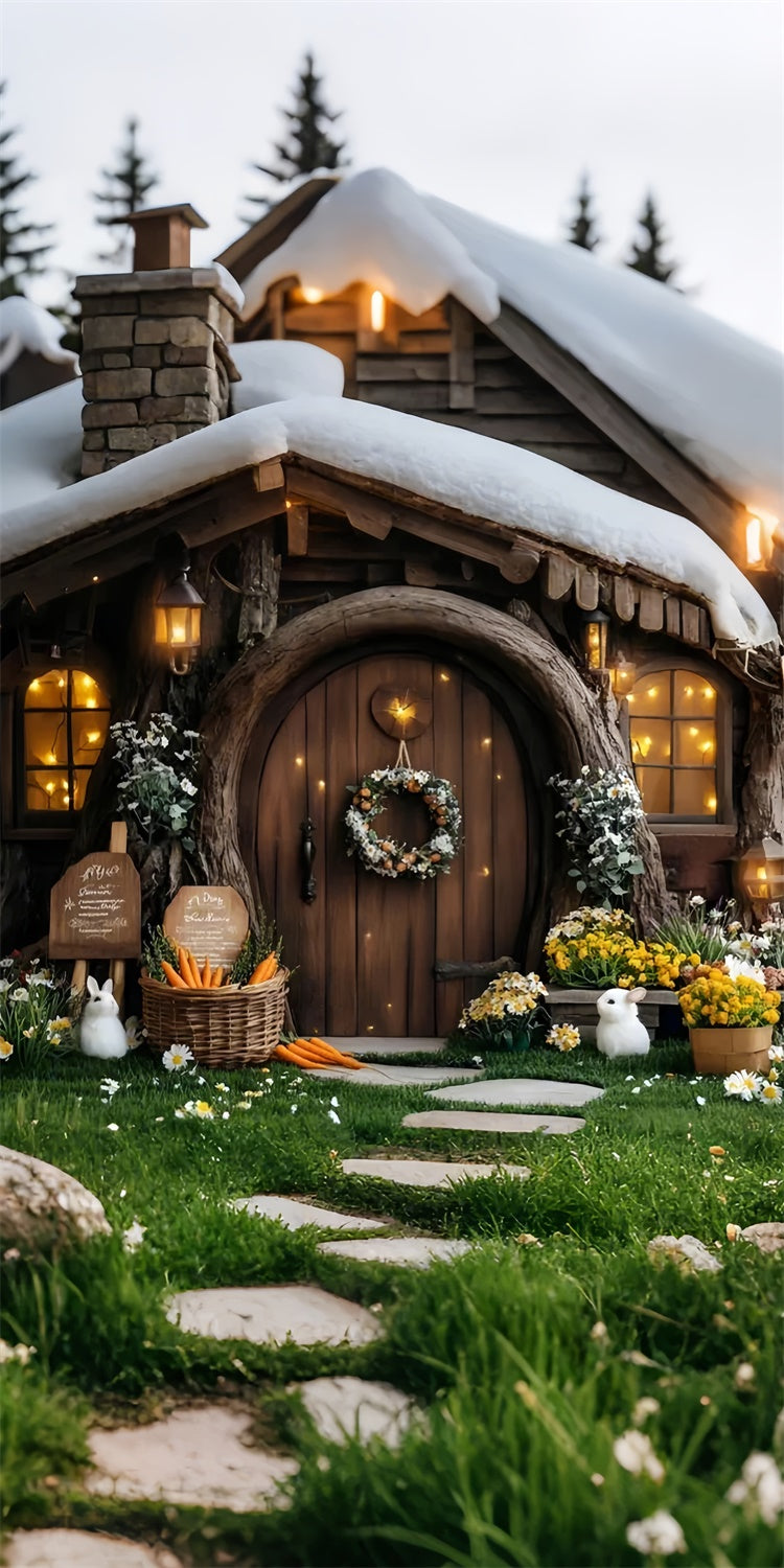 Weihnachten Backdrops Heiligabend Hütte Warme Lichter Sweep Backdrop LXX2-299