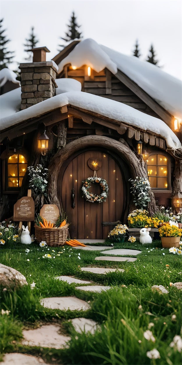 Weihnachten Backdrops Heiligabend Hütte Warme Lichter Sweep Backdrop LXX2-299