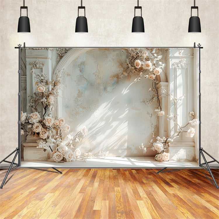Frühling Fotografie Hintergrund Verträumt Weiß Floral Bogen Hintergrund LXX2-37