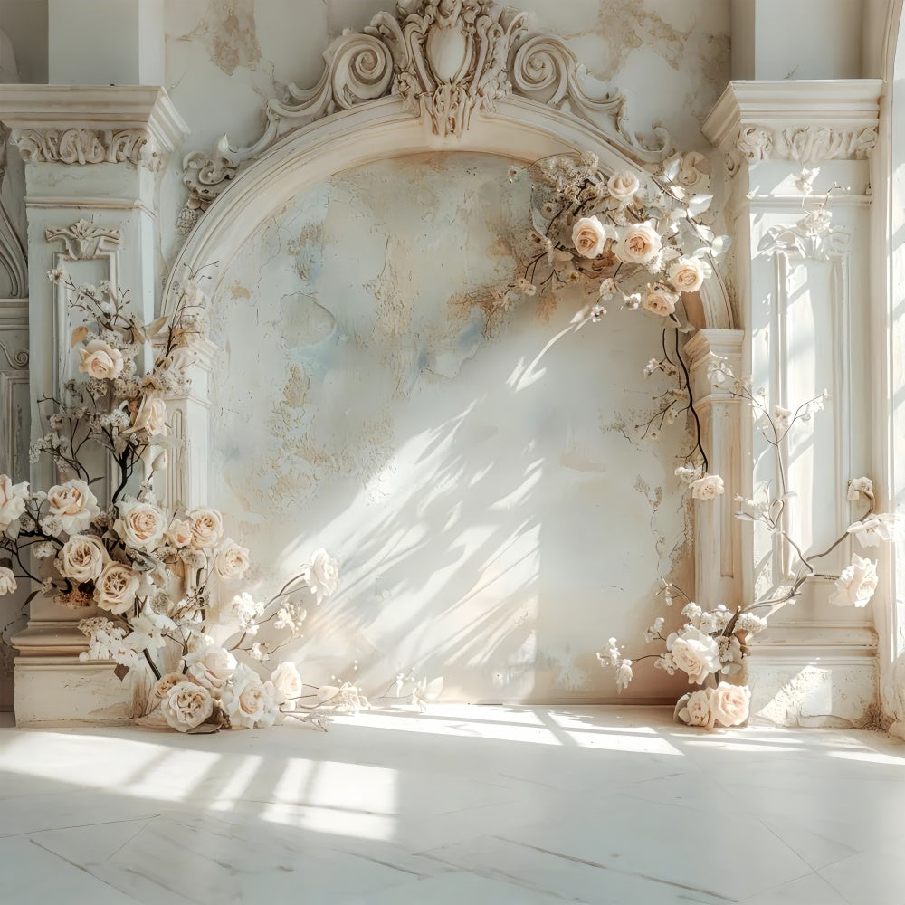 Frühling Fotografie Hintergrund Verträumt Weiß Floral Bogen Hintergrund LXX2-37