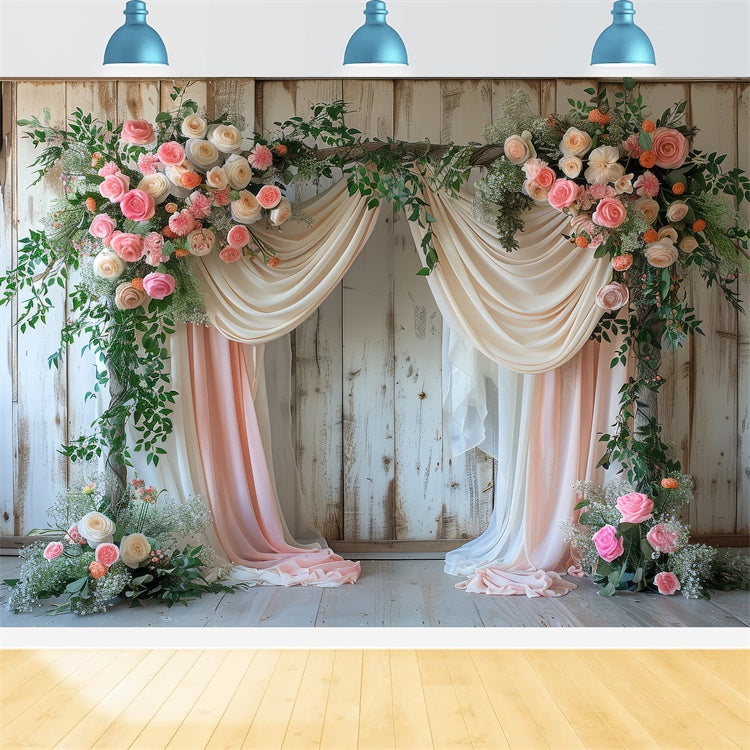 Kulissen für den Frühling Rustikale Floral Drapierte Torbogen Kulisse LXX2-43
