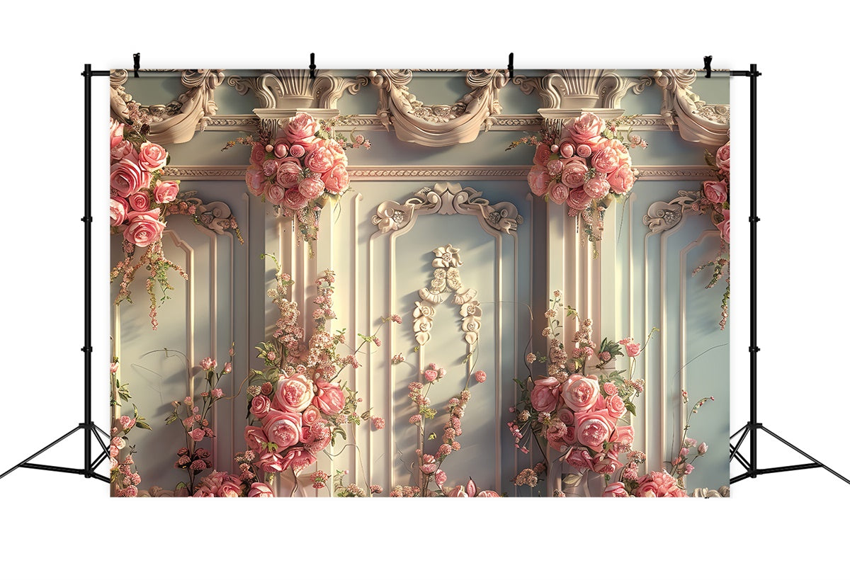 Backdrops für Frühling Luxuriöse Vintage Rose Wand Hintergrund LXX2-47