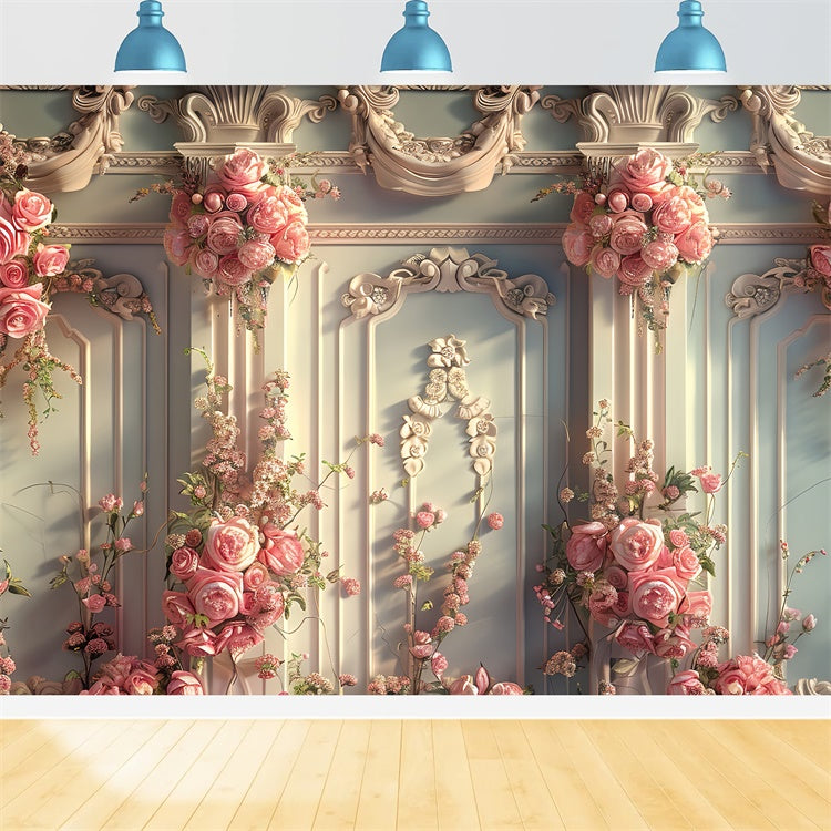 Backdrops für Frühling Luxuriöse Vintage Rose Wand Hintergrund LXX2-47
