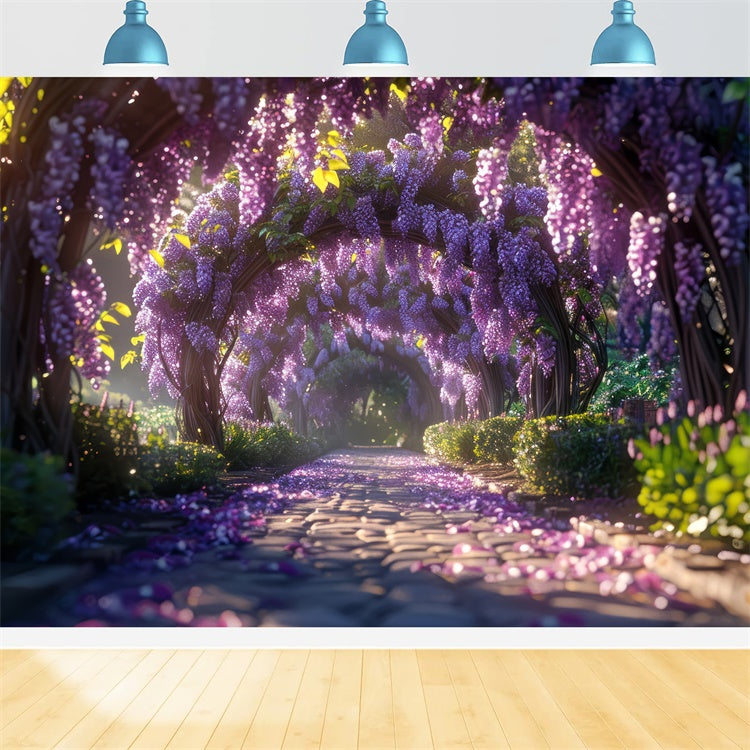 Backdrop Frühling Elegant Violett Glyzinie Garten Hintergrund LXX2-48