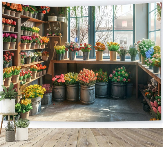 Frühlings-Fotokulisse Rustikale Blumen Landhaus Garten Kulisse LXX2-55