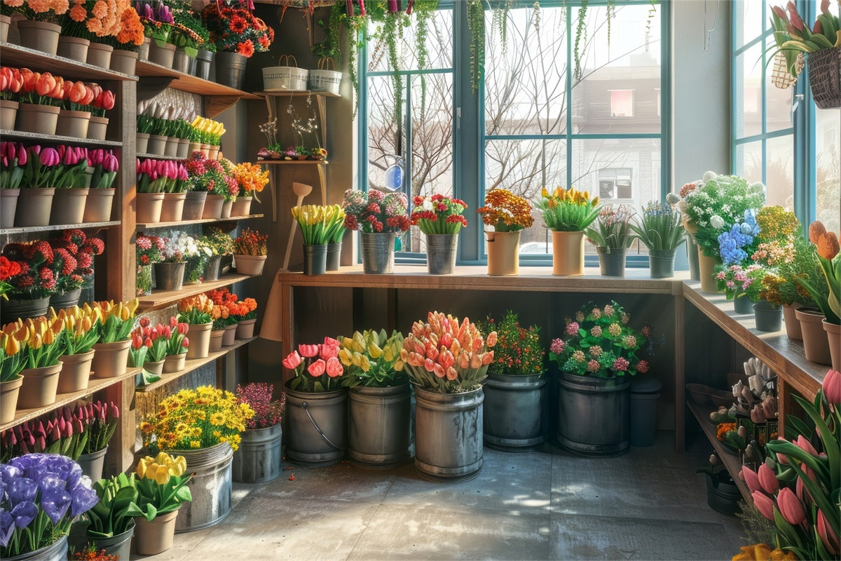 Frühlings-Fotokulisse Rustikale Blumen Landhaus Garten Kulisse LXX2-55