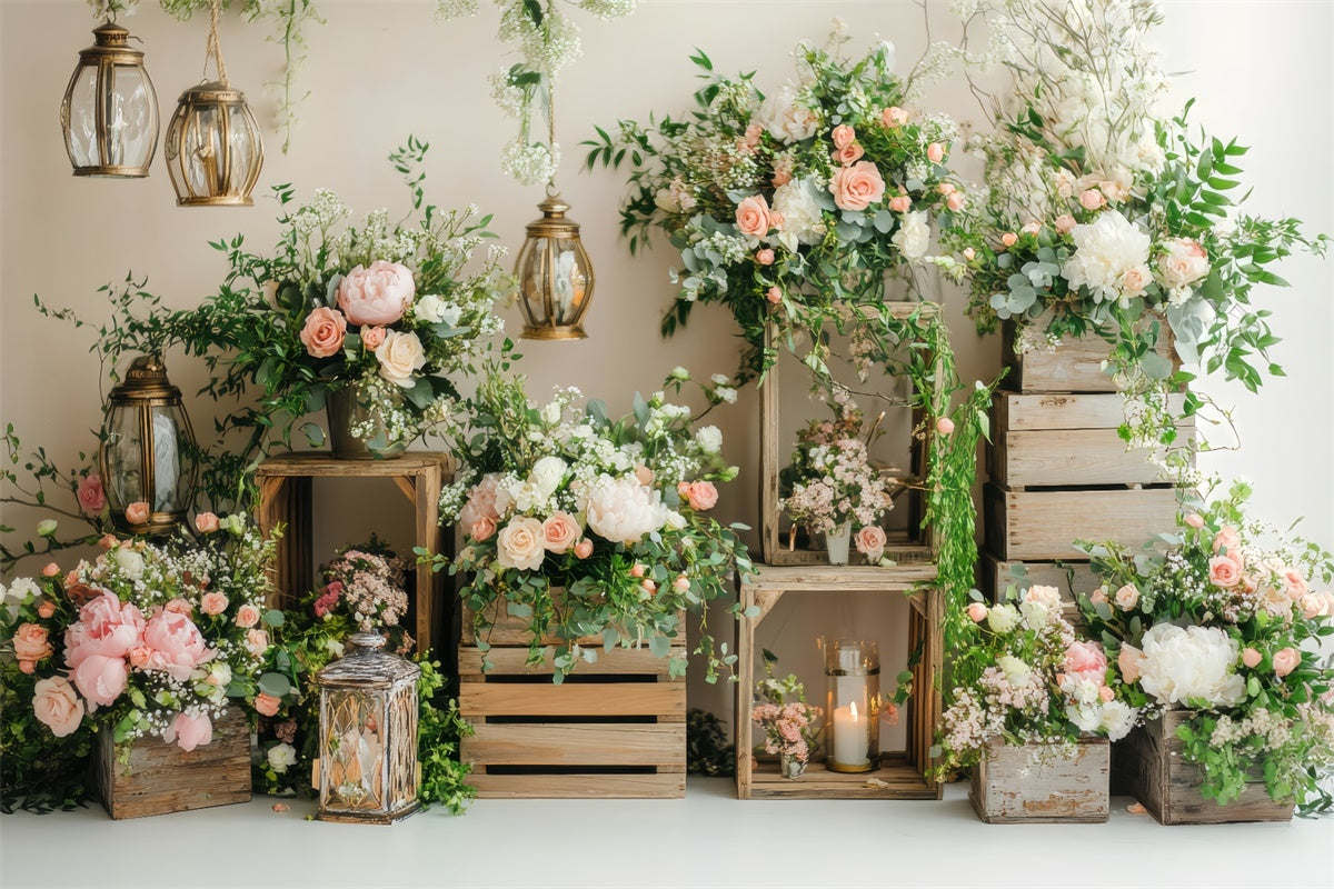Frühlingshintergrund Verzauberte Boho Floral Laterne Hintergrund LXX2-58