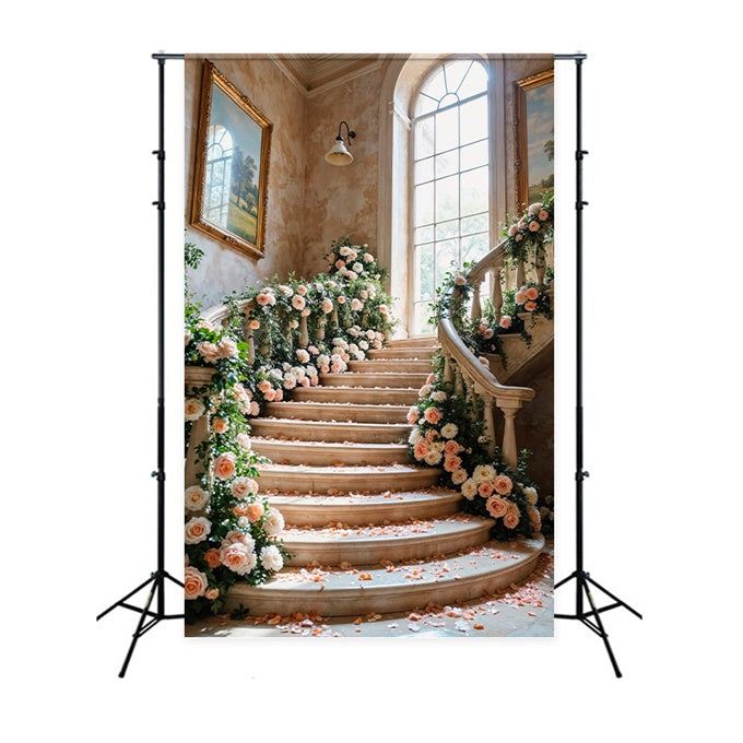 Frühlingshintergrund Luxuriöse Blumentreppe Hochzeitskulisse LXX2-61