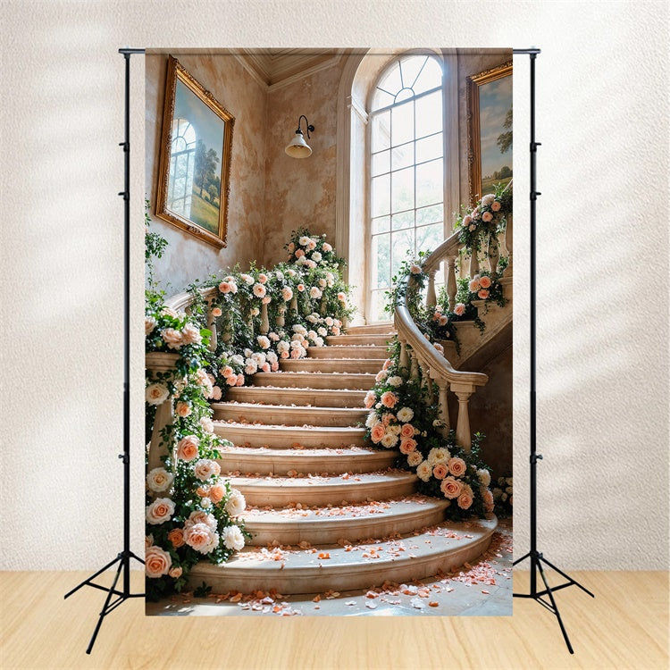 Frühlingshintergrund Luxuriöse Blumentreppe Hochzeitskulisse LXX2-61