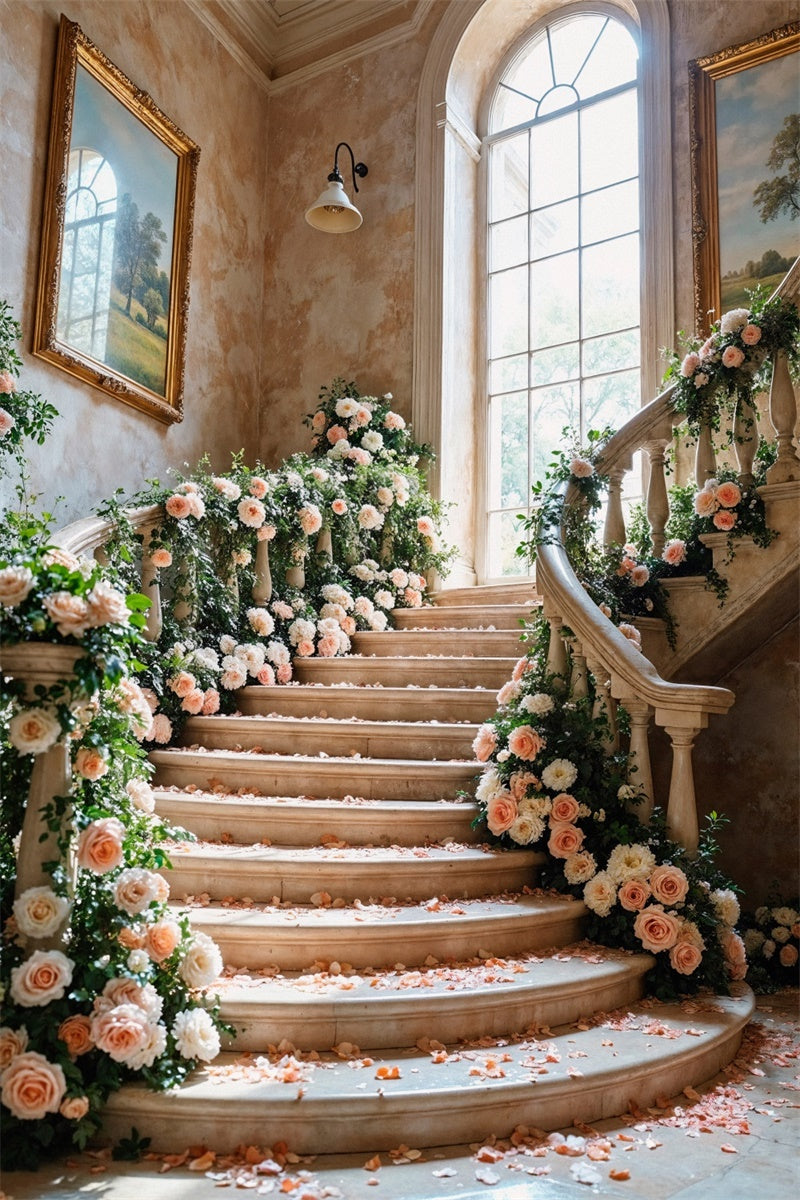 Frühlingshintergrund Luxuriöse Blumentreppe Hochzeitskulisse LXX2-61