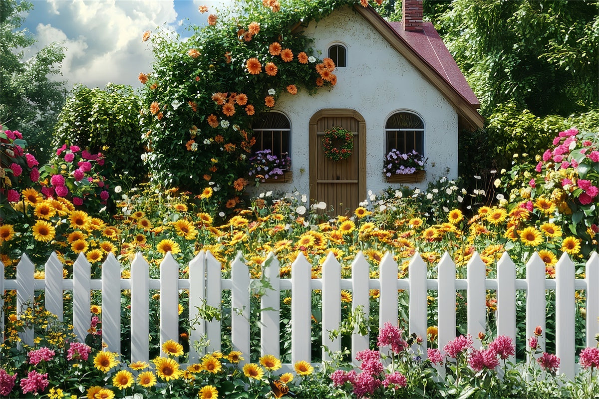 Backdrop Frühling Sonnenblume Cottage Blooming Floral Backdrop LXX2-64