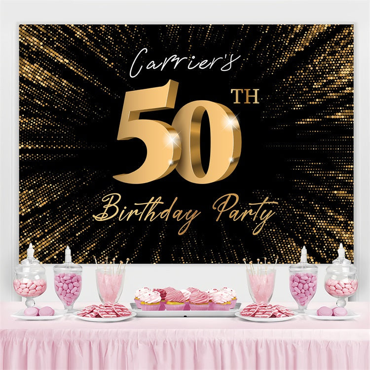 Personalisierte 50. Geburtstag Backdrop Golden Sparkle Party Backdrop LXX3-107