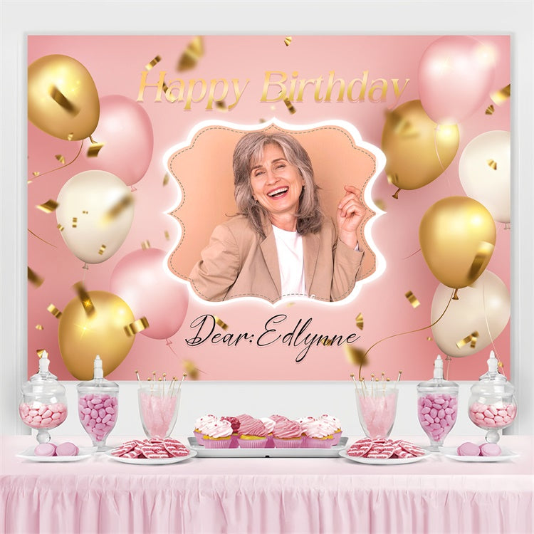 Custom Made Geburtstag Backdrops Gold Konfetti Luftballons Backdrop LXX3-114