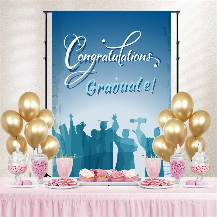 Absolventen Backdrop Blau Gradient Cheers Graduation Party Backdrop LXX3-143