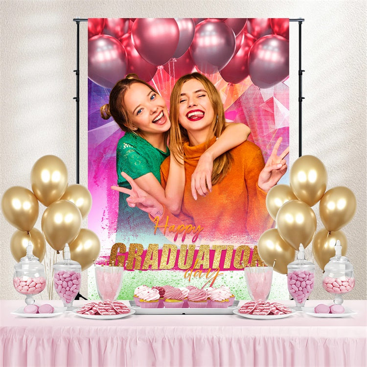 Customized Graduation Backdrop Bunte Luftballons Graduation Party Backdrop LXX3-145