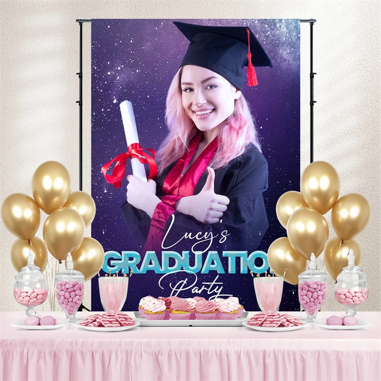 Personalisierte Graduation Backdrop Galaxie Thema Graduation Party Backdrop LXX3-148