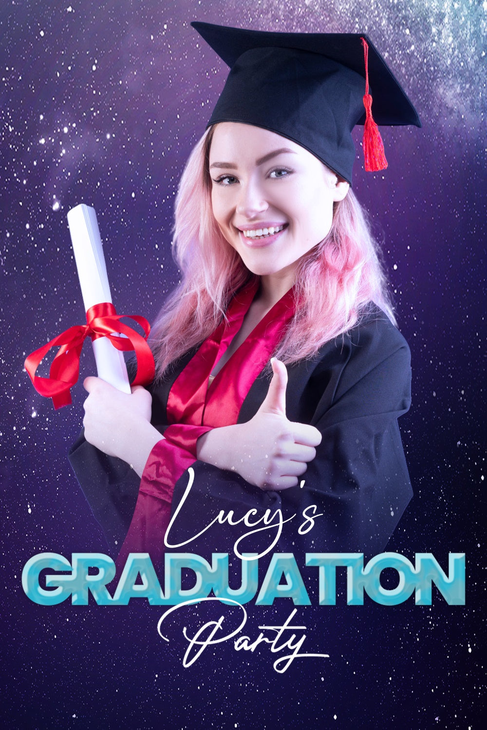 Personalisierte Graduation Backdrop Galaxie Thema Graduation Party Backdrop LXX3-148