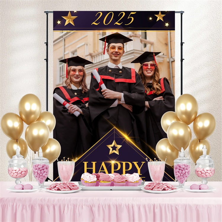 Custom Graduation Fotohintergrund Gold Stars Graduation Party Backdrop LXX3-151