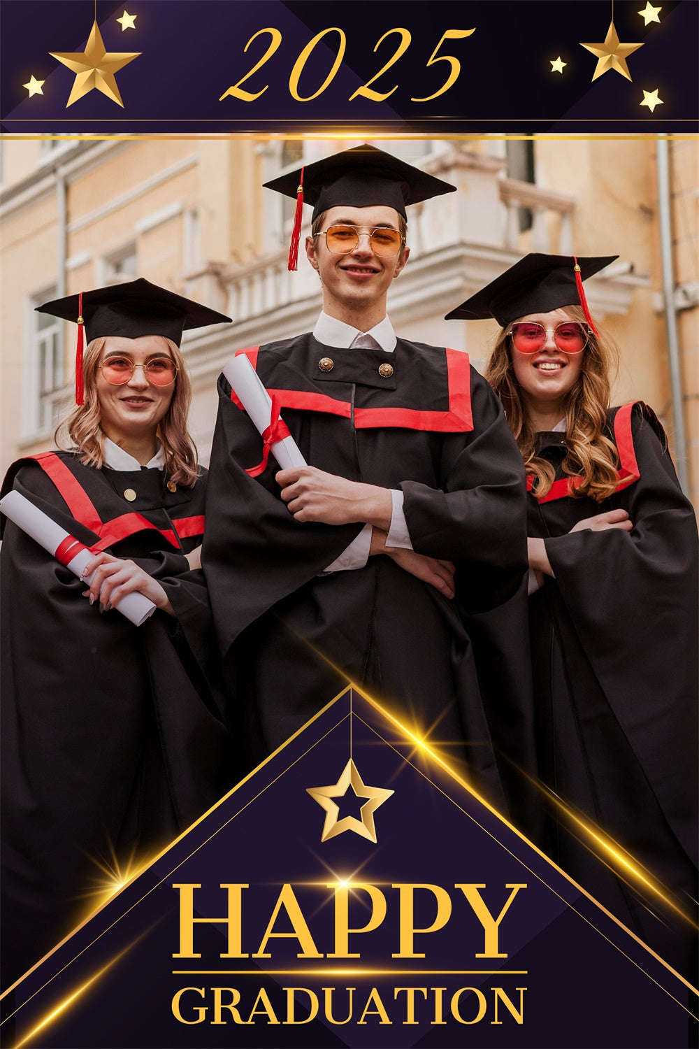 Custom Graduation Fotohintergrund Gold Stars Graduation Party Backdrop LXX3-151