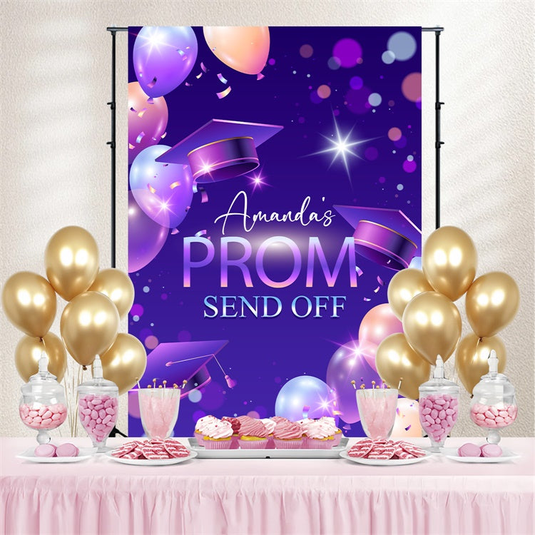 Prom Backdrop Lila Ballon Sparkle Graduation Party Custom Backdrop LXX3-156