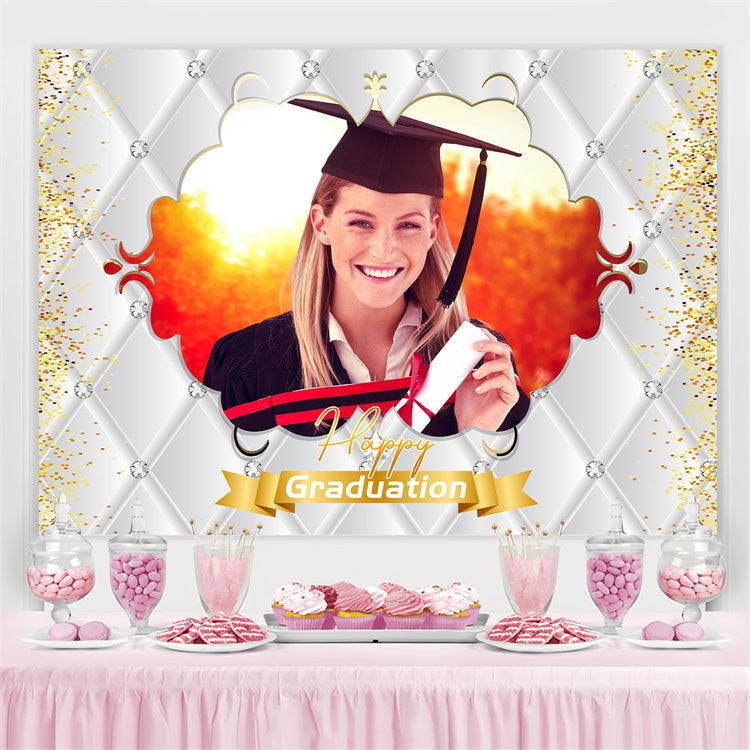 Personalisierte Graduation Backdrops Eleganter Edelstein Graduation Party Backdrop LXX3-157