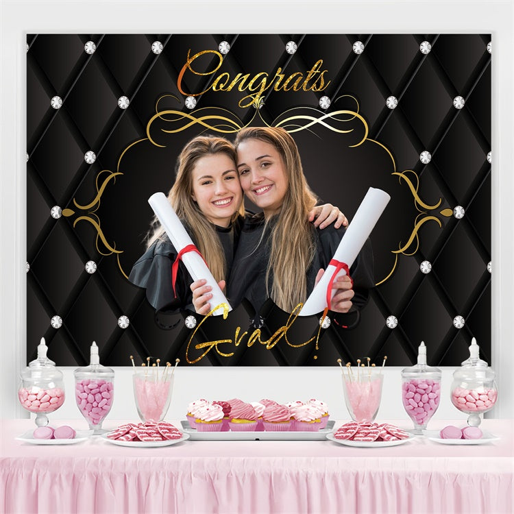 Personalisierte Graduation Backdrop Glänzende Diamanten Graduation Party Backdrop LXX3-158