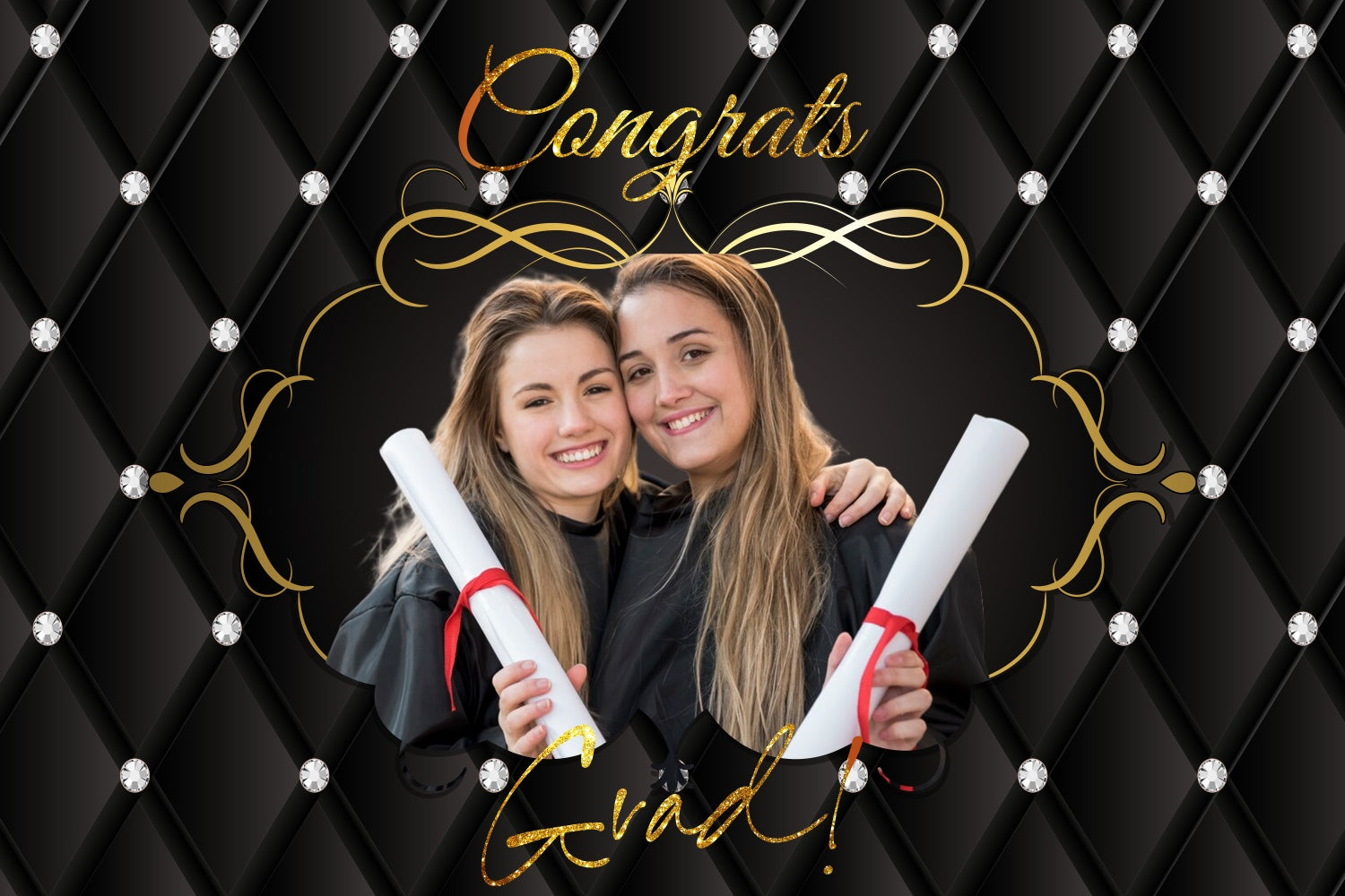 Personalisierte Graduation Backdrop Glänzende Diamanten Graduation Party Backdrop LXX3-158