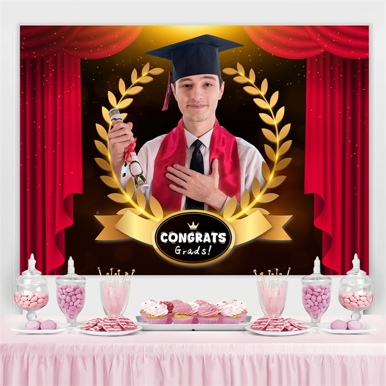 Custom Graduation Fotohintergrund Rot Vorhang Graduation Partyhintergrund LXX3-163