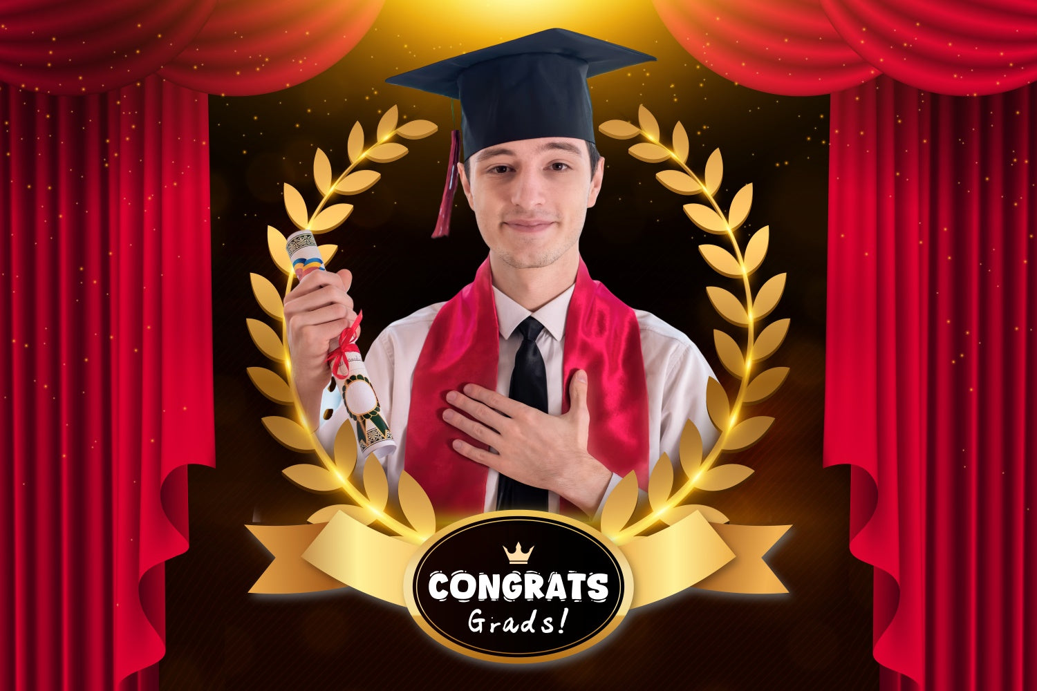 Custom Graduation Fotohintergrund Rot Vorhang Graduation Partyhintergrund LXX3-163