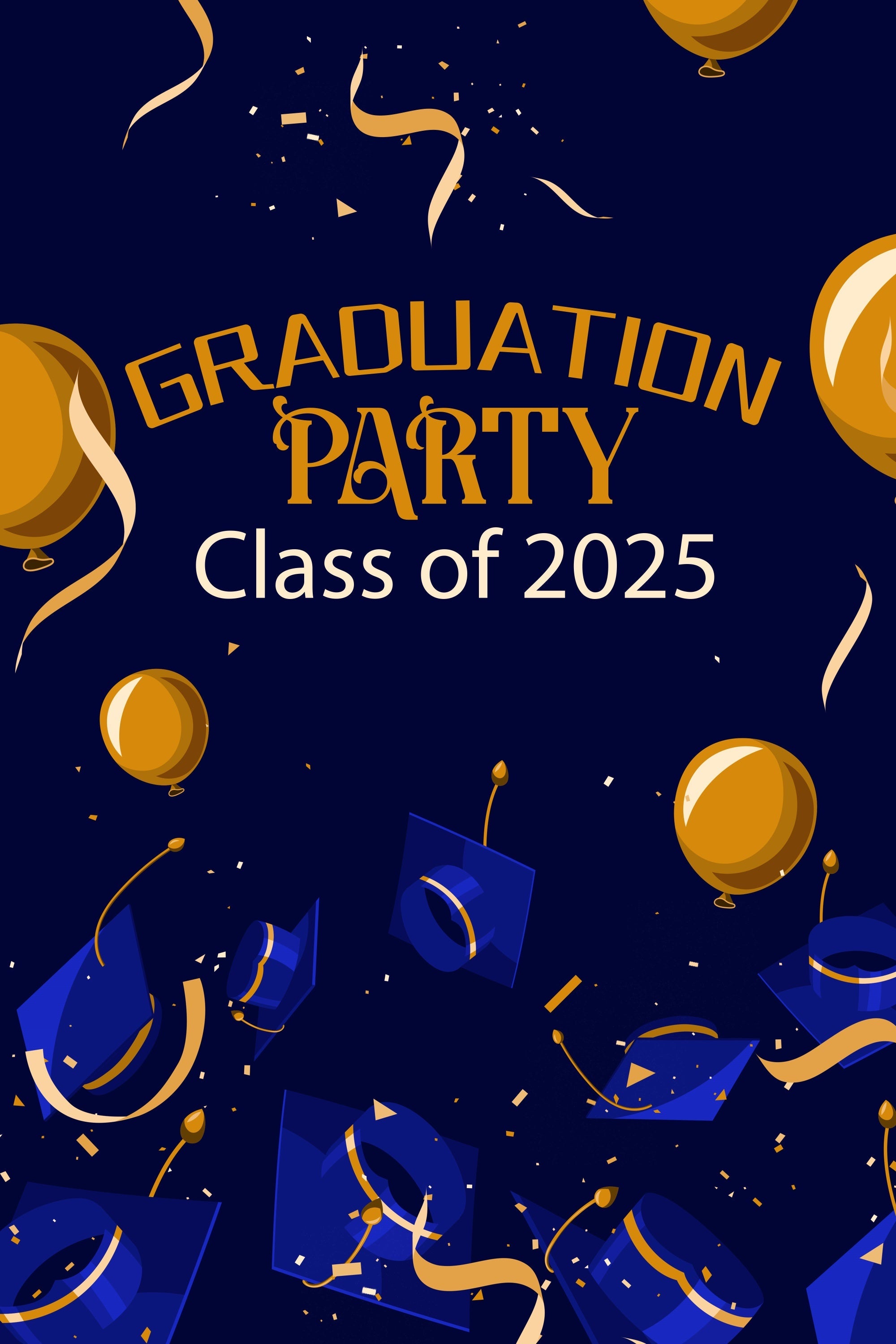 2025 Graduation Backdrop Schwebende Mützen Blau Graduation Party Backdrop LXX3-166