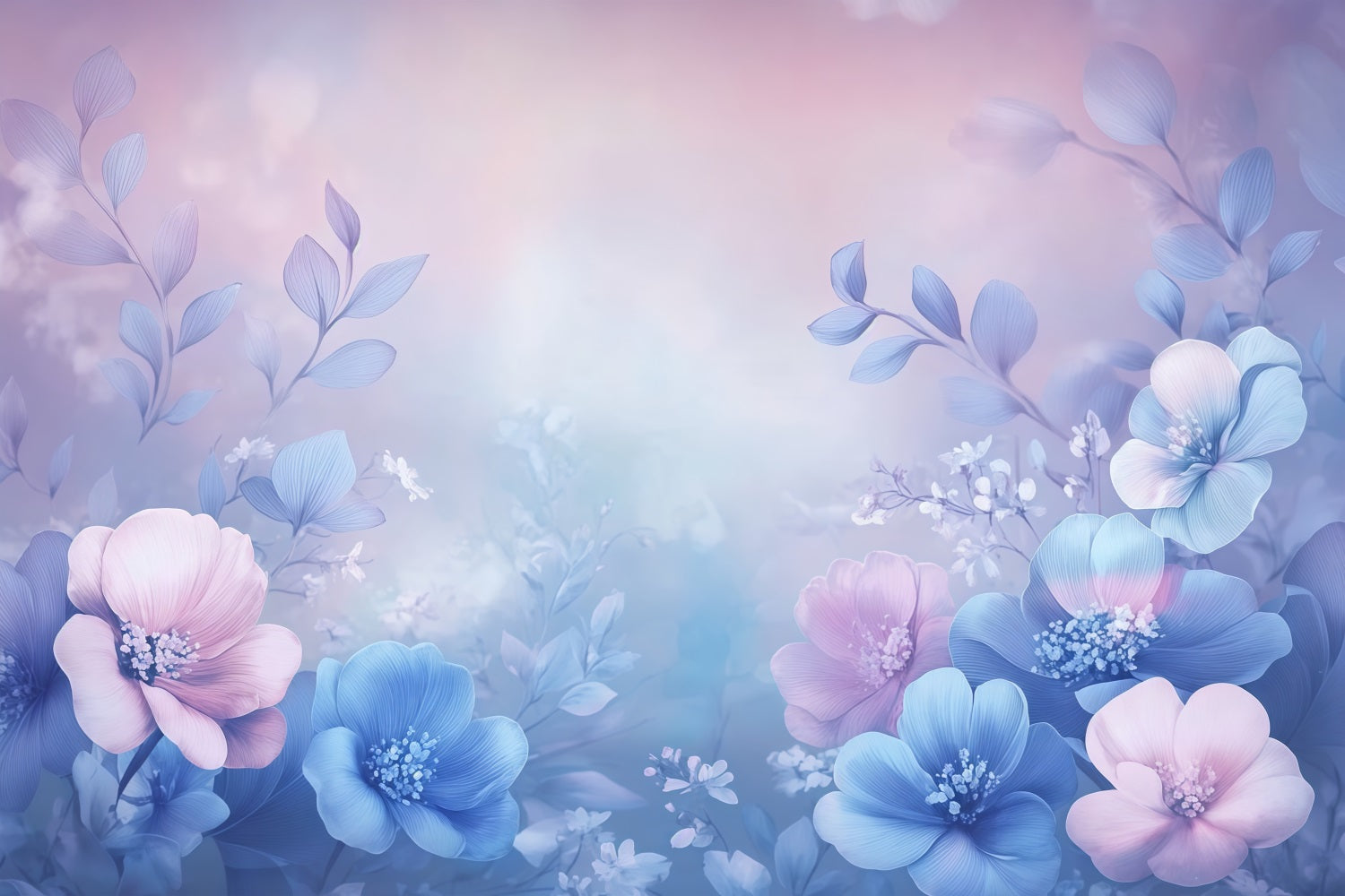 Muttertag Backdrop Blau Rosa Floral Glow Backdrop LXX3-33