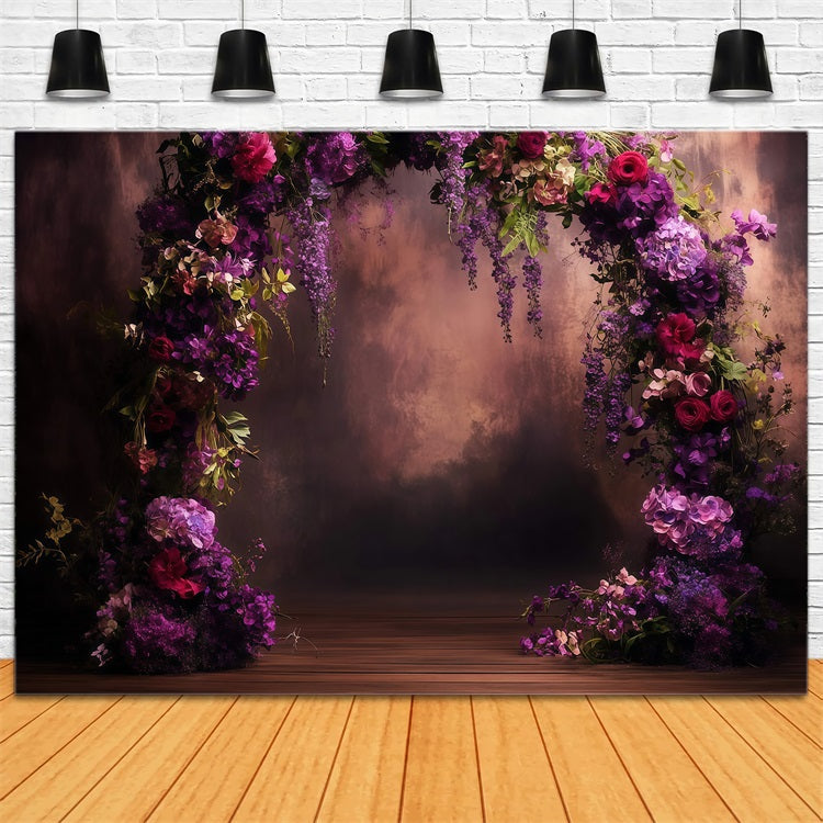 Muttertag Backdrop Ideen Deep Purple Floral Archway Backdrop LXX3-42