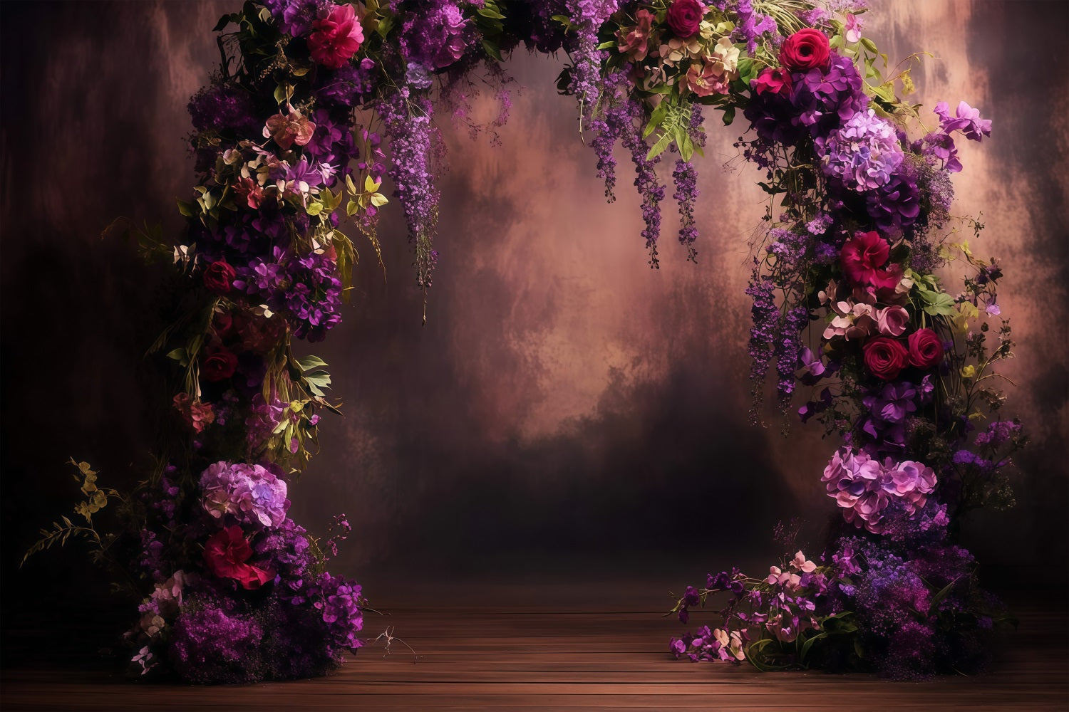 Muttertag Backdrop Ideen Deep Purple Floral Archway Backdrop LXX3-42