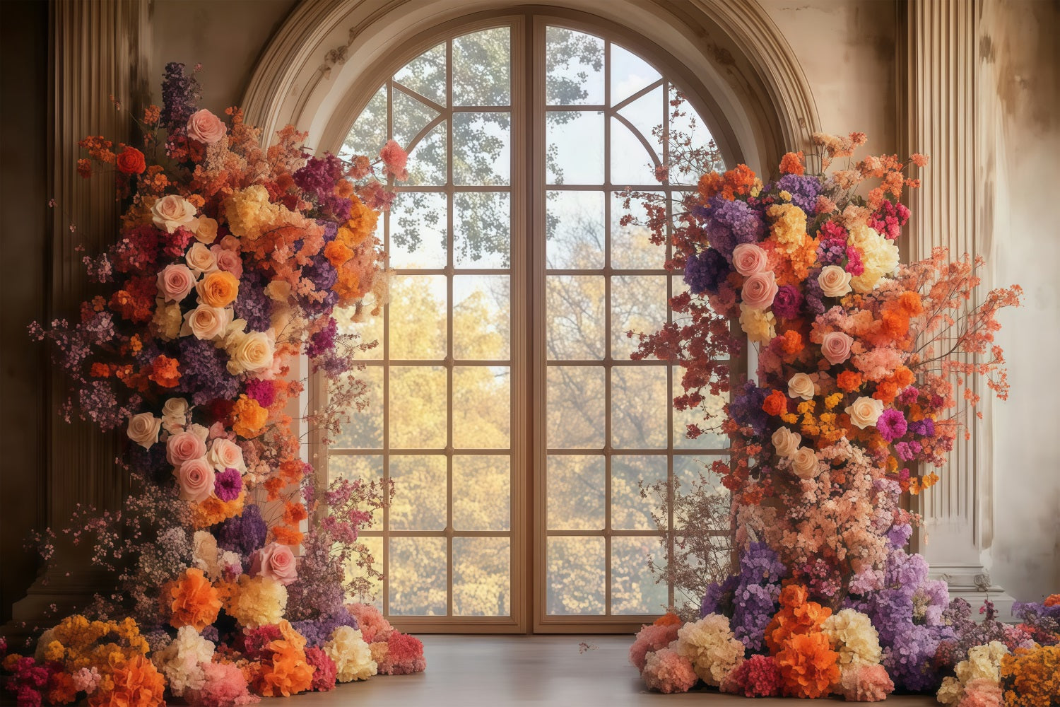 Hintergrund Muttertag Golden Hour Floral Window Backdrop LXX3-46