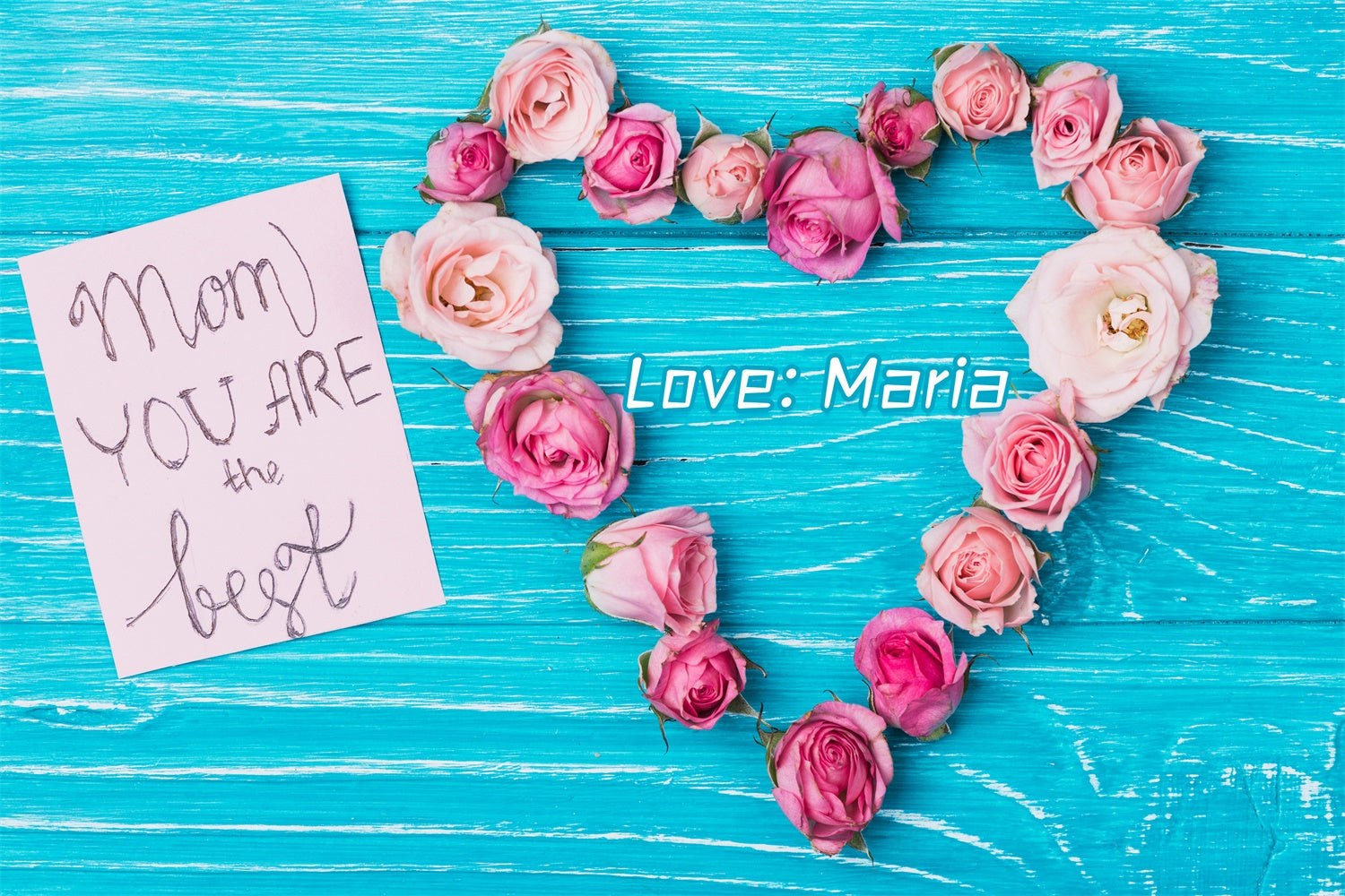 Muttertagskulissen Blauer Holzblumenhintergrund Personalisierte Kulisse LXX3-53