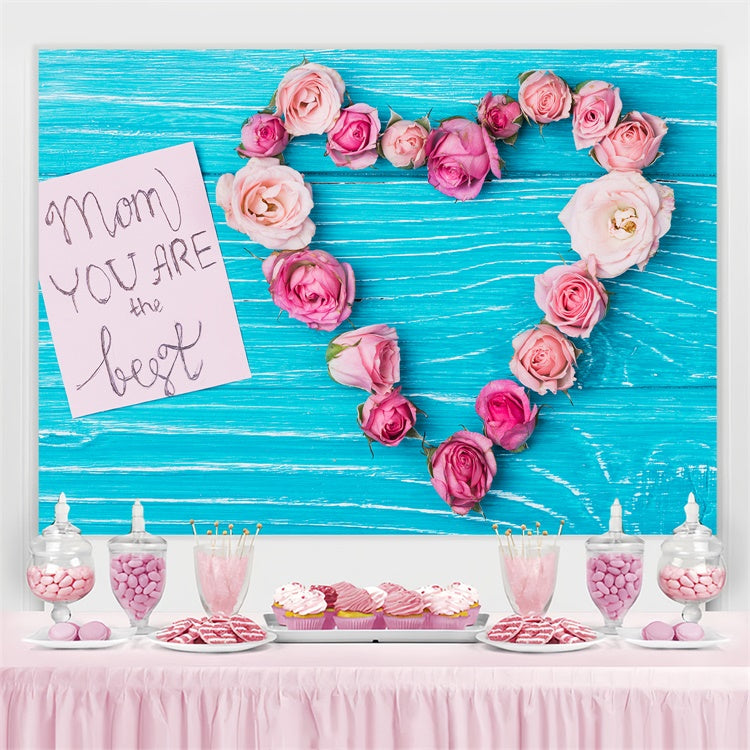 Muttertagskulissen Blauer Holzblumenhintergrund Personalisierte Kulisse LXX3-53