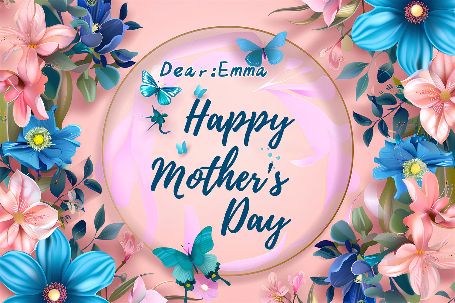 Fotohintergrund zum Muttertag Charmanter Blumenrahmen Individueller Hintergrund LXX3-56