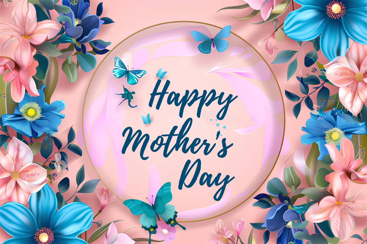 Fotohintergrund zum Muttertag Charmanter Blumenrahmen Individueller Hintergrund LXX3-56