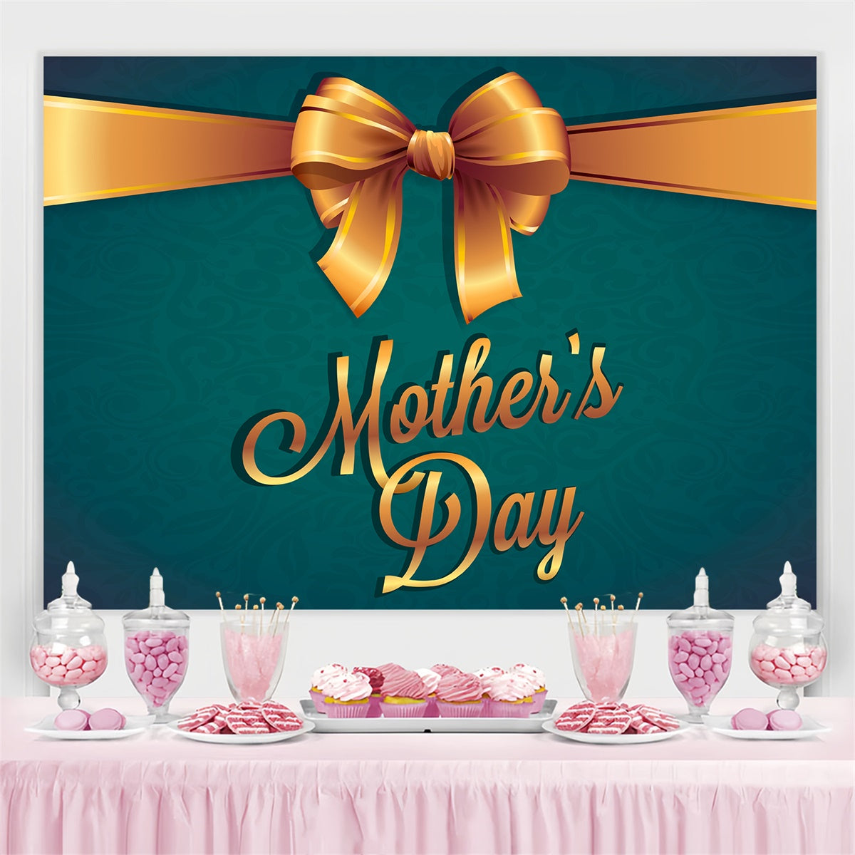 Fotokulissen für Muttertag Goldene Schleife Eleganter individueller Hintergrund LXX3-61