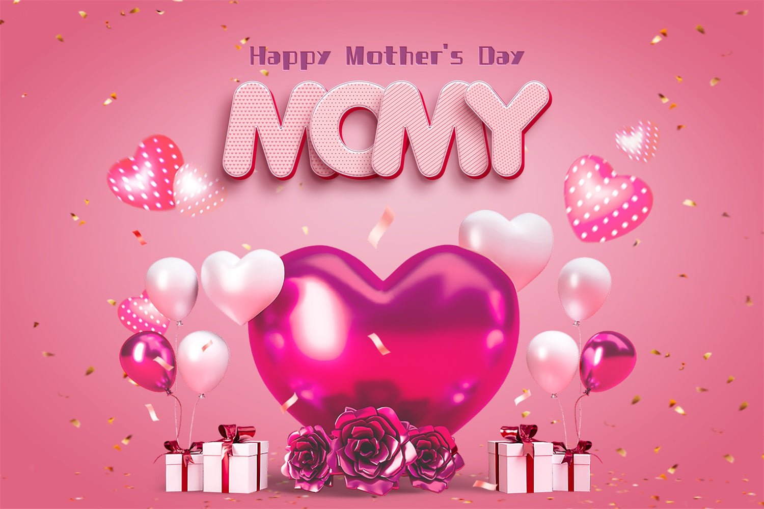 Backdrops für Muttertag Charming Ballons Rose Custom Backdrop LXX3-66