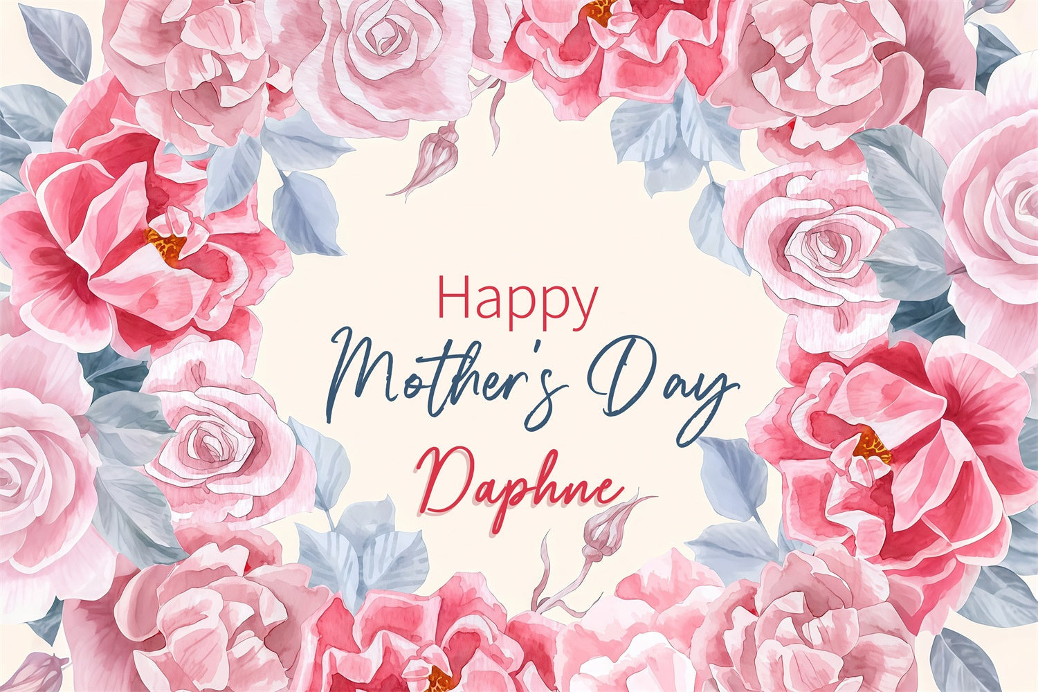 Hintergrund für Muttertag Aquarell Rosen Kranz benutzerdefinierte Hintergrund LXX3-70