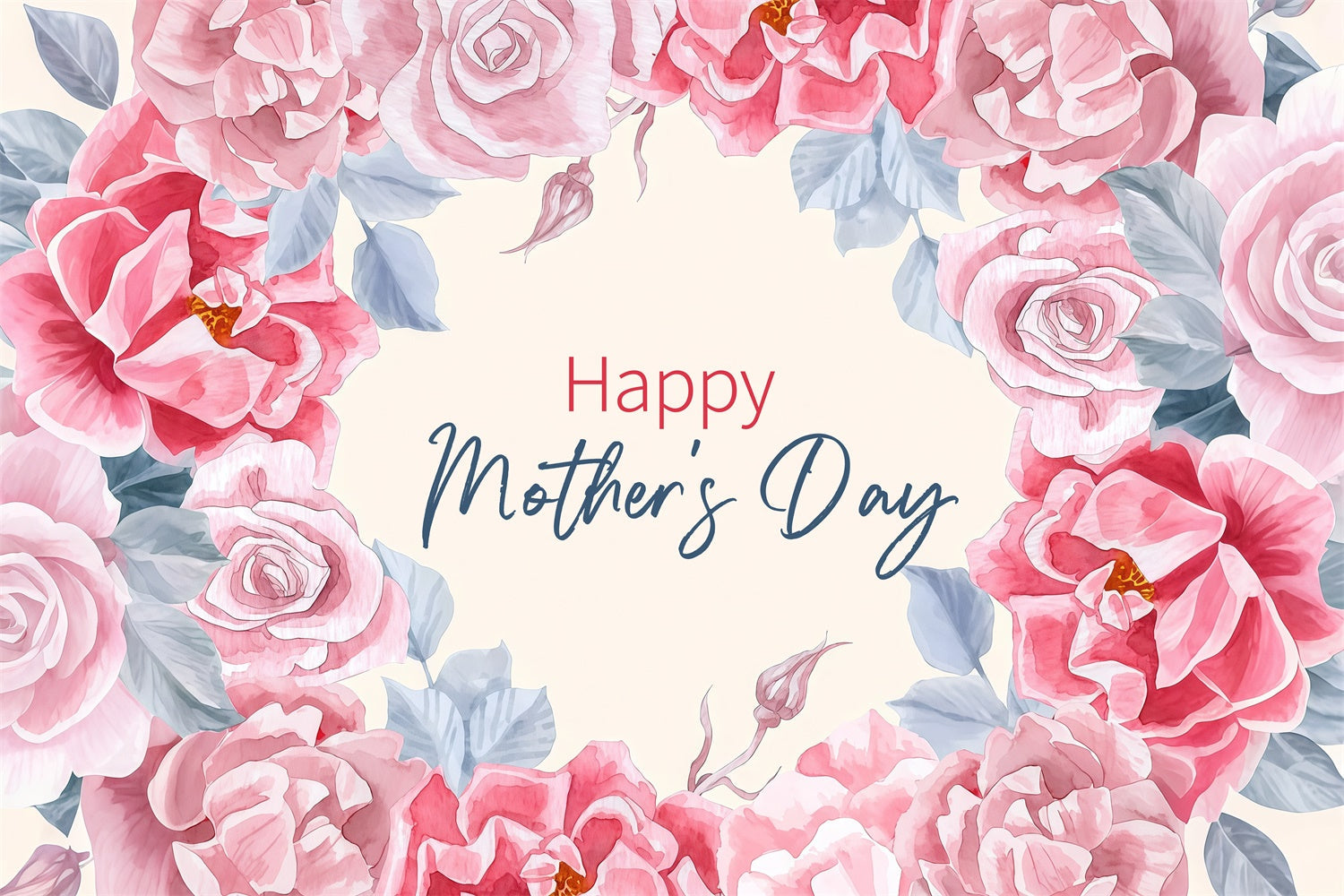 Hintergrund für Muttertag Aquarell Rosen Kranz benutzerdefinierte Hintergrund LXX3-70