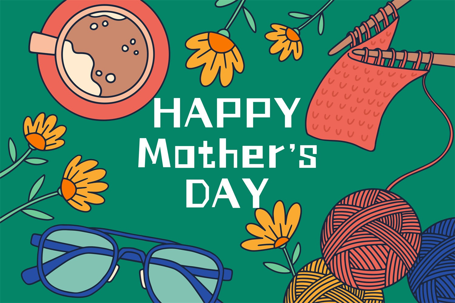 Muttertag Fotokulisse Warm Handmade Cartoon Custom Backdrop LXX3-71