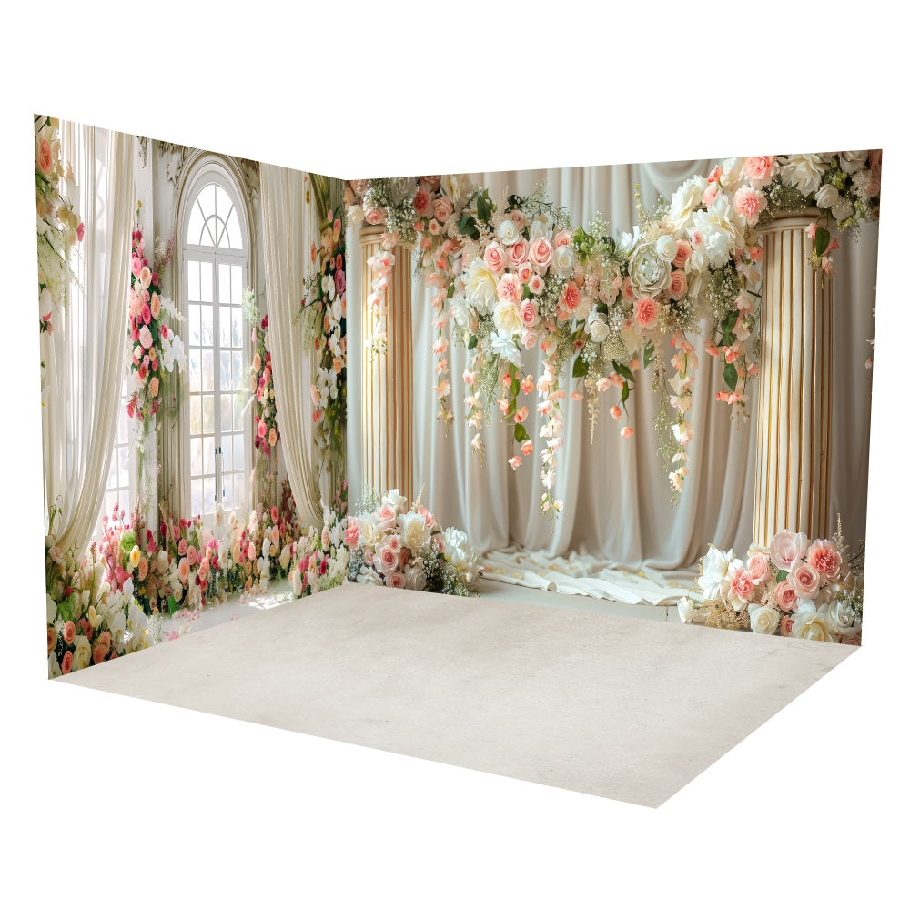 Floraler Fenstervorhang Hochzeitskulisse Raumset LXX3-8